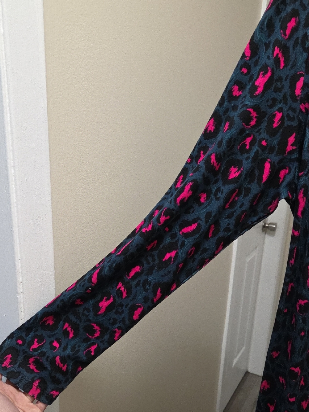 NWT APRICOT Black Pink Leopard Print Wrap Dress Plus Size Long Sleeve Ruched - Picture 9 of 12